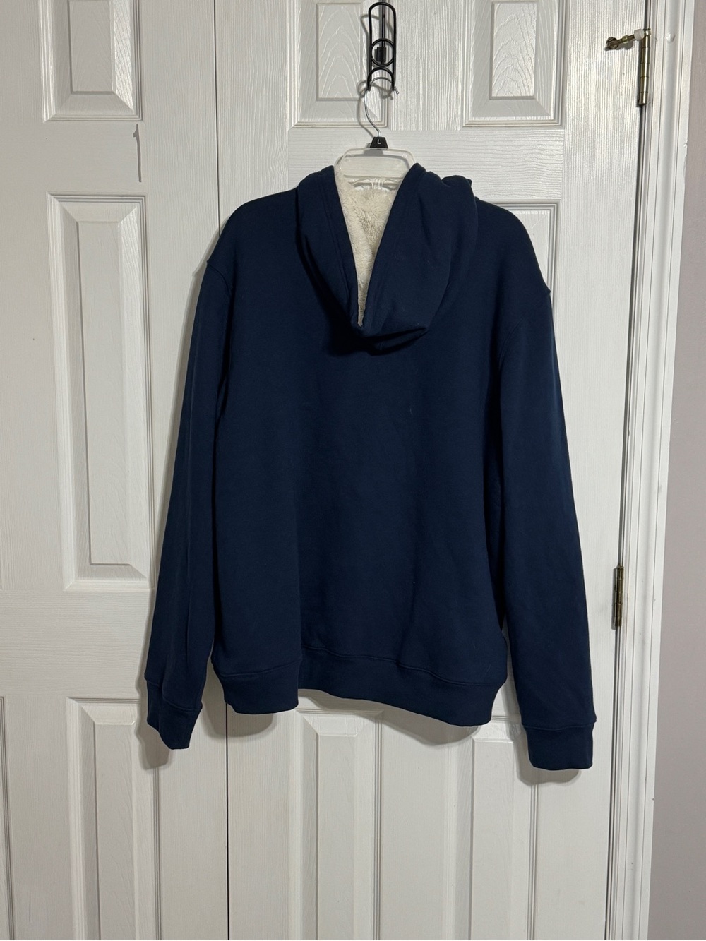 NWOT Sonoma Navy Blue Full Zip Hoodie With Sherpa Body and Trim - Picture 2 of 6